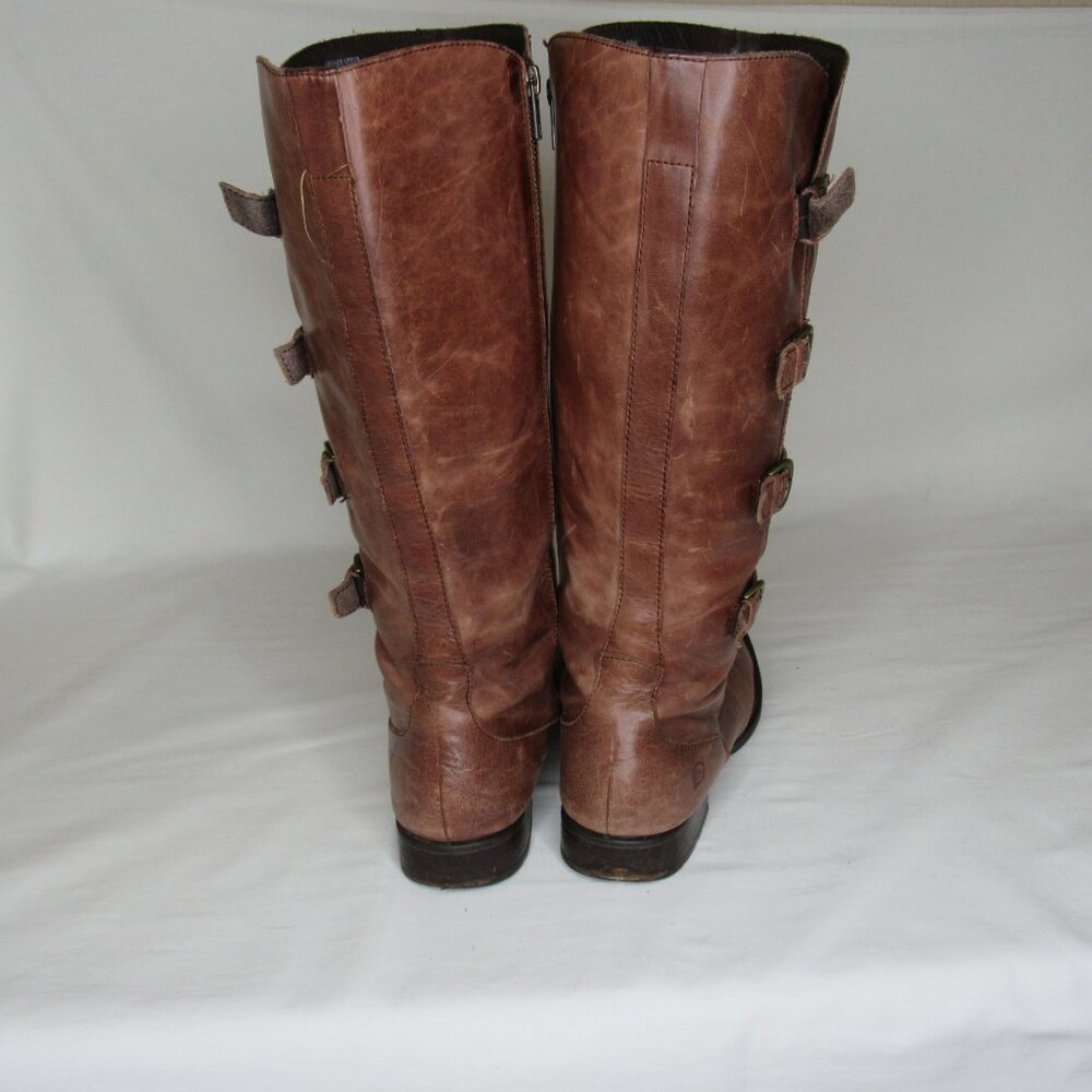 Born Brown Leather CUATROS Knee High Riding Boots Women's 10 - Picture 4 of 9